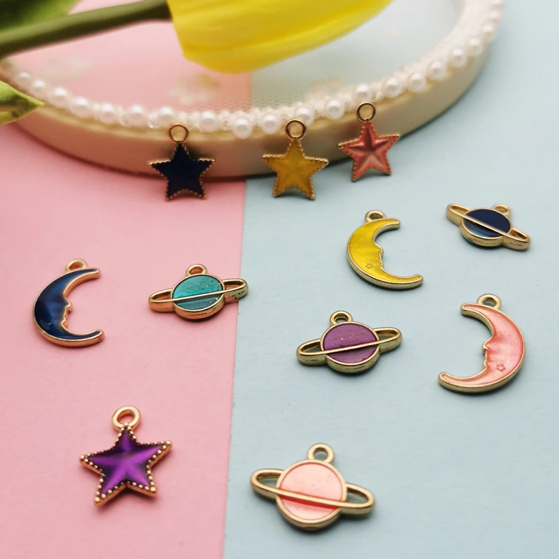 10pcs Colorful Moon Star Planet Enamel Charms Exquisite Mini Metal Pendant For Jewlery Making DIY Bracelet Earrings Girls Gift
10pcs Colorful Moon Star Planet Enamel Charms Exquisite Mini Metal Pendant For Jewlery Making DIY Bracelet Earrings Girls Gift