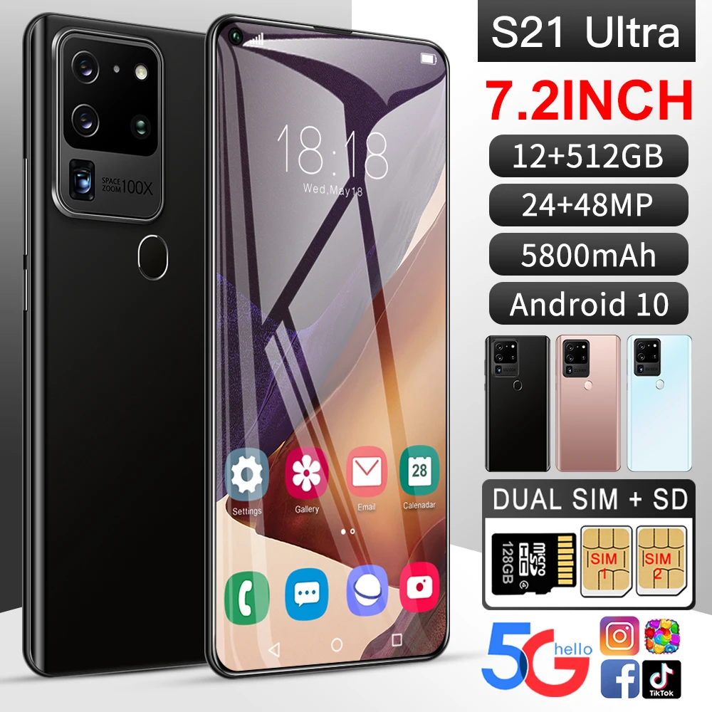 Newest SANSUMG S21 Ultra 5G 7.2Inch HD Smartphone Android10.0 Dual SIM 5000mAh Big Battery Cheap Phone Send Free Gifts Cellphone
Newest SANSUMG S21 Ultra 5G 7.2Inch HD Smartphone Android10.0 Dual SIM 5000mAh Big Battery Cheap Phone Send Free Gifts Cellphone