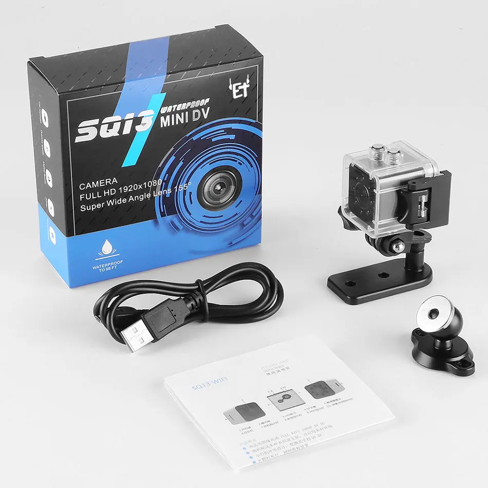 

ET FHD 1080P Mini Camera WIFI Camera SQ13 DV Recorder Camcorder Night Vision Mini Sports Cam with Waterproof Shell CMOS Sensor