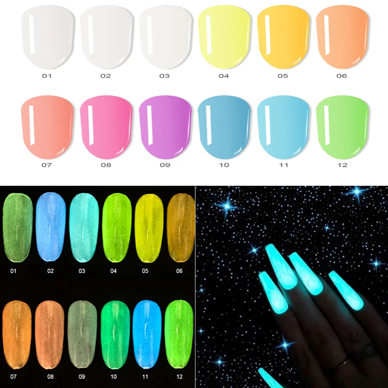 1can Dipping Glow in the Dark Powder Nail Professional Dip Acrylic Luminous Pigment Flash 10ml DIYW3 | Красота и здоровье