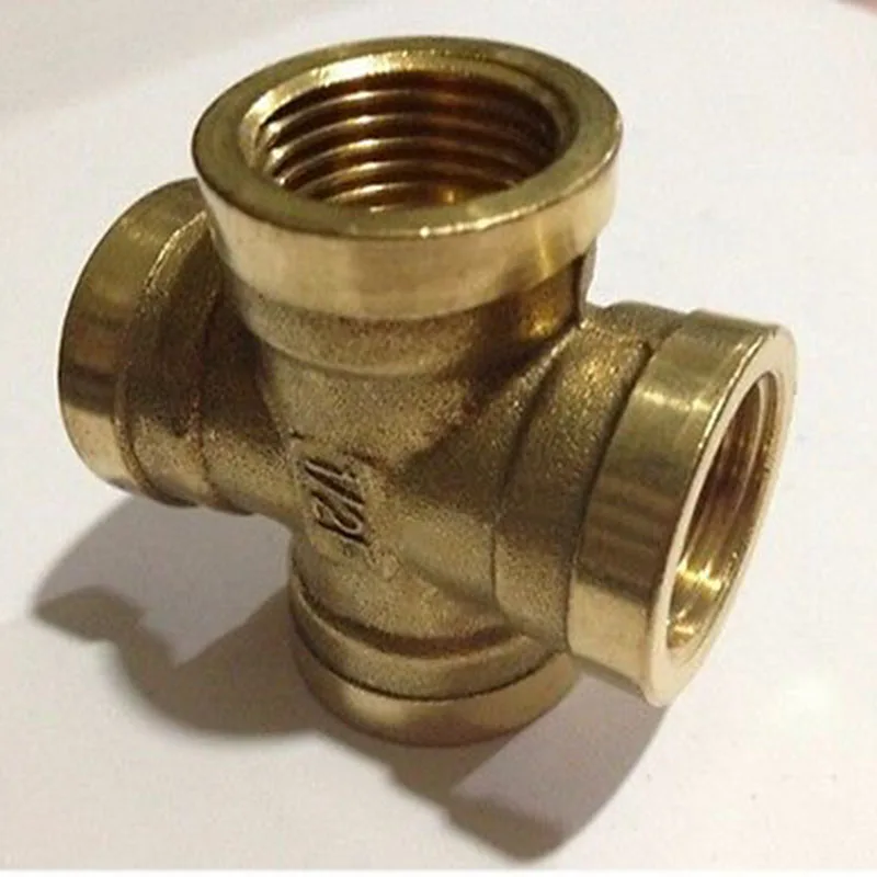 Cross 4 Ways Brass Pipe fitting Coupler Connector Equal Female 1/2" BSP Female Thread