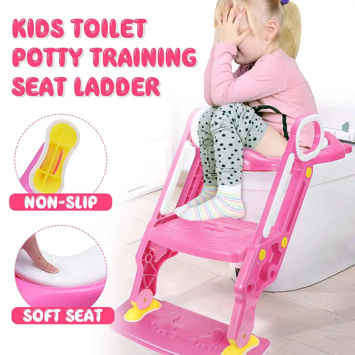Pink Baby Kids Potty Training Seat Children's Potty With Adjustable Ladder Infant Baby Toilet Seat Toilet Training Folding Seat
Pink Baby Kids Potty Training Seat Children's Potty With Adjustable Ladder Infant Baby Toilet Seat Toilet Training Folding Seat