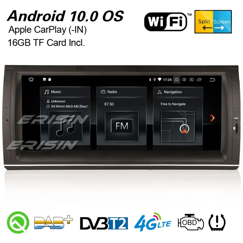 Erisin 5153 10 25 "Android 0 автомобильное Стерео GPS CarPlay WiFi BT5.0 TPMS DVB T OBD2 DVR Navi DAB + Радио для BMW