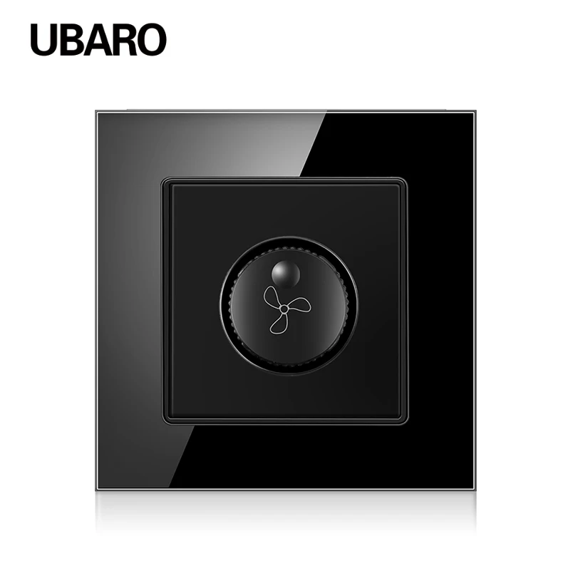 

UBARO 86 Type Tempered Crystal Panel Dimming Led Dimmer Fan Speed Tuning Electrical Door Bell Wall Switch AC100-240V