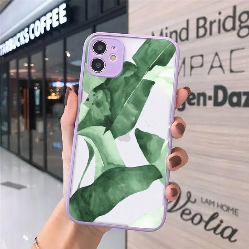 green leaf Phone Case purple matte transparent For iPhone 7 8 x xs xr 11 12 pro plus max mini Clear Funda 
green leaf Phone Case purple matte transparent For iPhone 7 8 x xs xr 11 12 pro plus max mini Clear Funda