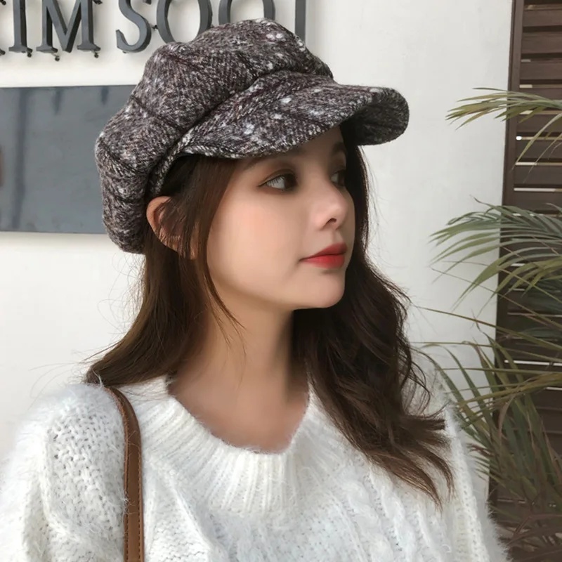 Elegant Women Beret Female Autumn Winter Woolen British Plaid Painter Hat Tide Octagonal Cap Vintage Girls
Elegant Women Beret Female Autumn Winter Woolen British Plaid Painter Hat Tide Octagonal Cap Vintage Girls