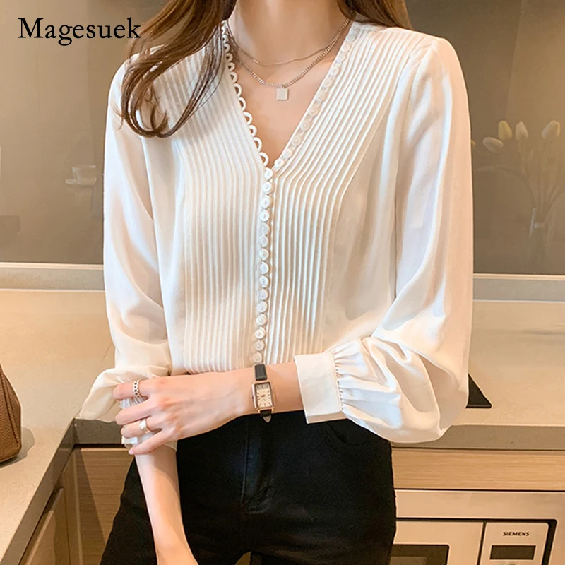 Elegant Women Blouses Pleated Fashion V-neck Button Up Shirt 2021 Autumn New Silk Long Sleeve Blouse Clothes Blusas Mujer 16106
Elegant Women Blouses Pleated Fashion V-neck Button Up Shirt 2021 Autumn New Silk Long Sleeve Blouse Clothes Blusas Mujer 16106