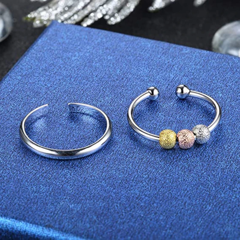 72XE 2 Pcs Women Spinner Fidget Bead Rings for Anxiety Worry Adjustable Open Peace Rings Relieving Stress Valentine's Day Gifts
72XE 2 Pcs Women Spinner Fidget Bead Rings for Anxiety Worry Adjustable Open Peace Rings Relieving Stress Valentine's Day Gifts