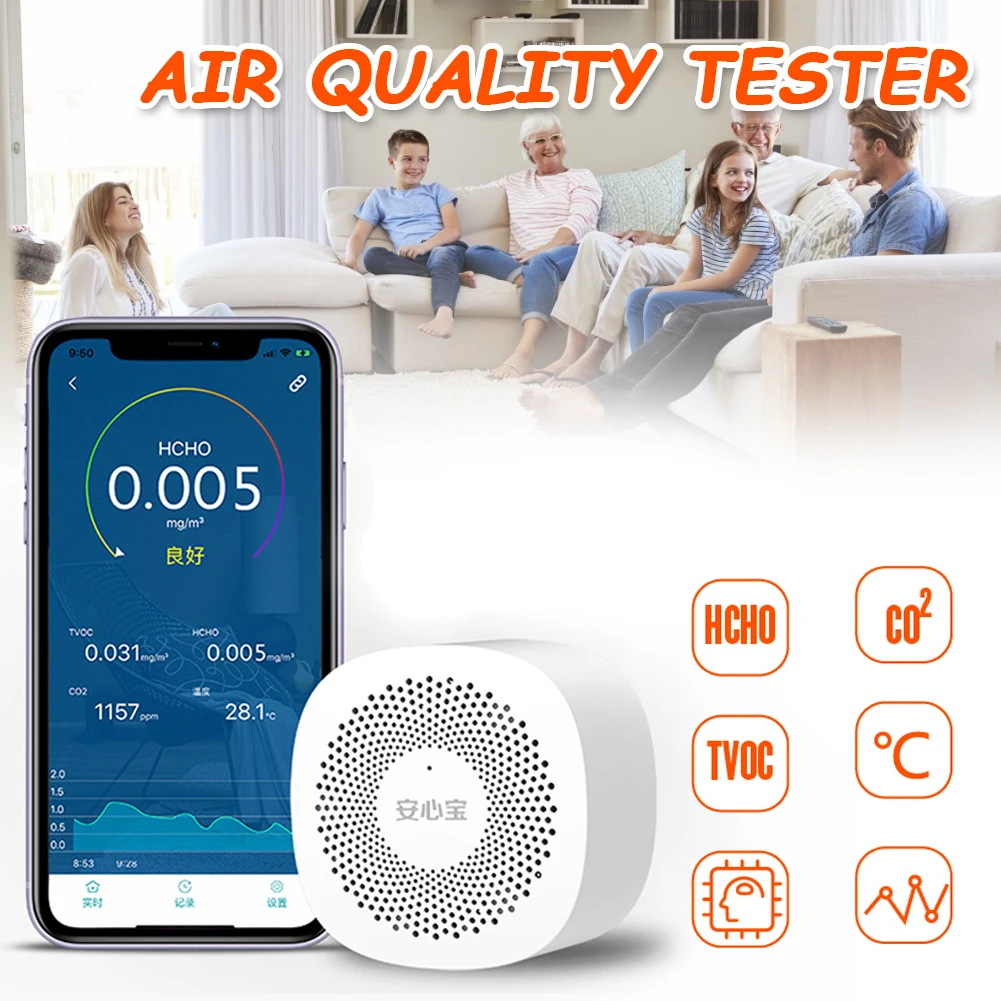 Air Quality Monitor Digital Formaldehyde Detector Bluetooth Indoor Air Tester Carbon Dioxide Meter for Home Greenhouse Office
Air Quality Monitor Digital Formaldehyde Detector Bluetooth Indoor Air Tester Carbon Dioxide Meter for Home Greenhouse Office