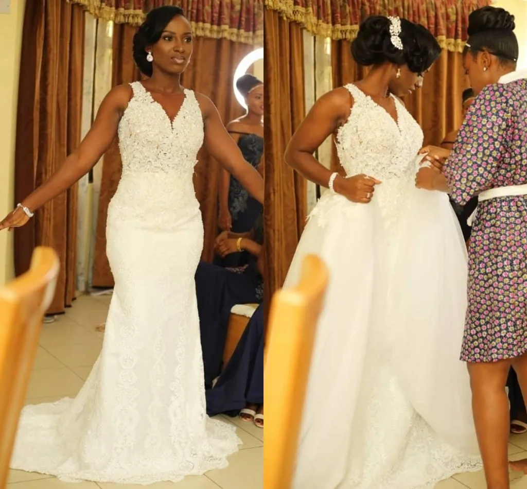 2021 African White Mermaid Wedding Dresses With Detachable Train V Neck Appliques Country Bridal Gowns Vestidos De Novia Mairee
2021 African White Mermaid Wedding Dresses With Detachable Train V Neck Appliques Country Bridal Gowns Vestidos De Novia Mairee