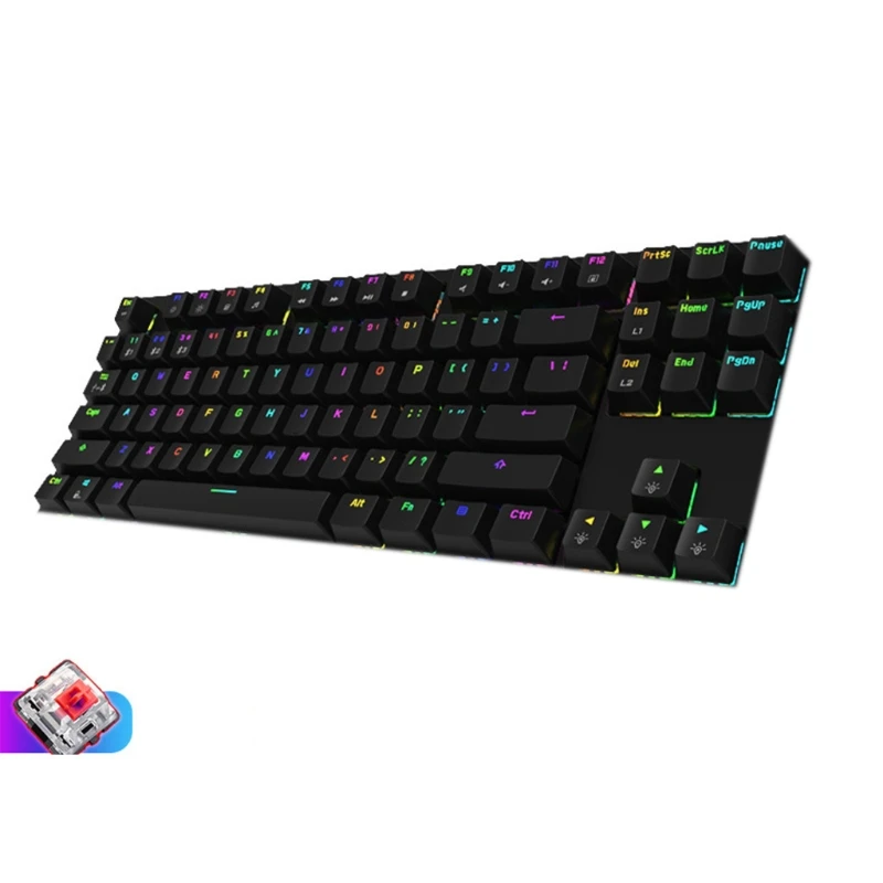 Mini Keyboard Wired Bluetooth Wireless Dual Mode 87 Key RGB Mechanical Keyboard