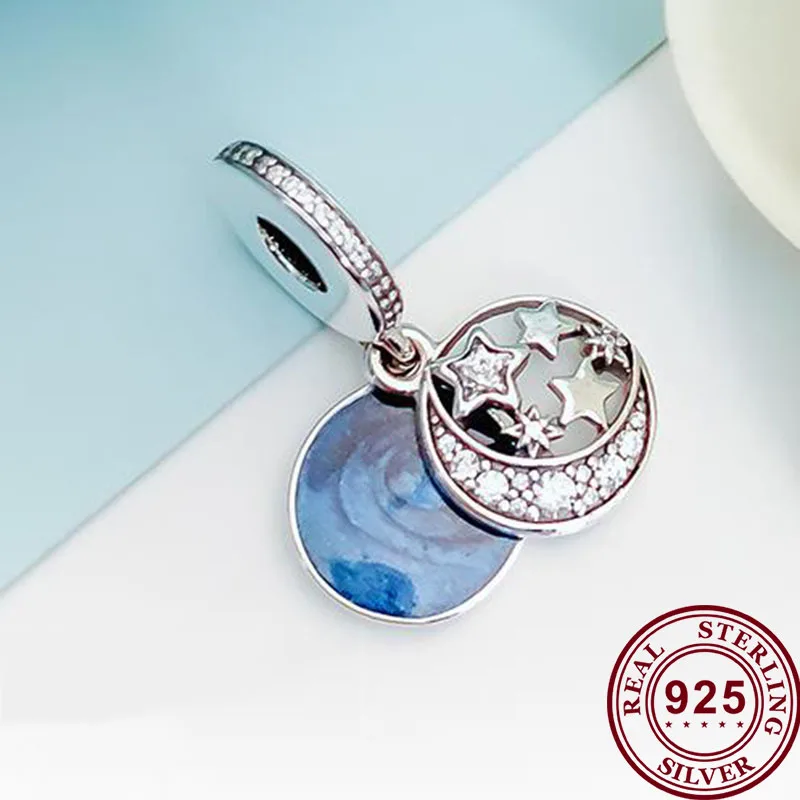 100% 925 Sterling Silver Charm Retro Blue Star Moon Pendant Fit Pandora Women Bracelet & Necklace Diy Jewelry
100% 925 Sterling Silver Charm Retro Blue Star Moon Pendant Fit Pandora Women Bracelet & Necklace Diy Jewelry