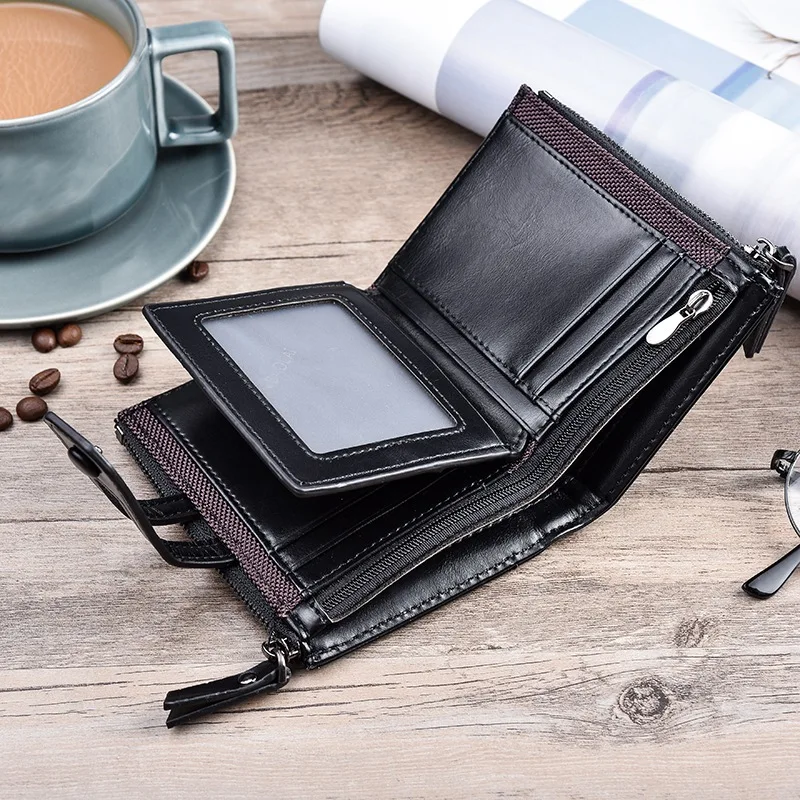 JINBAOLAI Men's Brand Wallet Double Zipper Buckle Design Small Wallet Men's High-Quality Short Card Holder Coin Purse Black
JINBAOLAI Men's Brand Wallet Double Zipper Buckle Design Small Wallet Men's High-Quality Short Card Holder Coin Purse Black