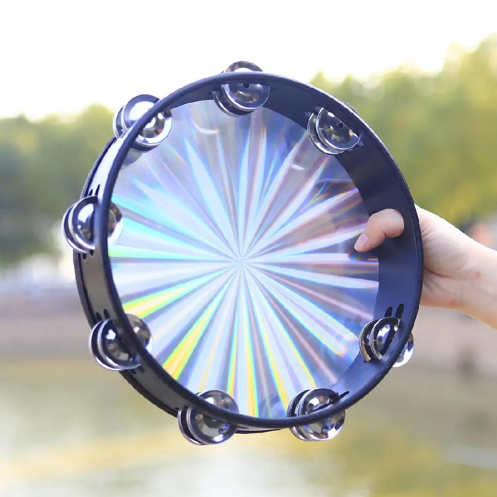 Dt-63 10 Inch Tambourine Double Row Black Metal Jingle Bells + Laser Surface Hand Tambourine fashion Instrument
Dt-63 10 Inch Tambourine Double Row Black Metal Jingle Bells + Laser Surface Hand Tambourine fashion Instrument