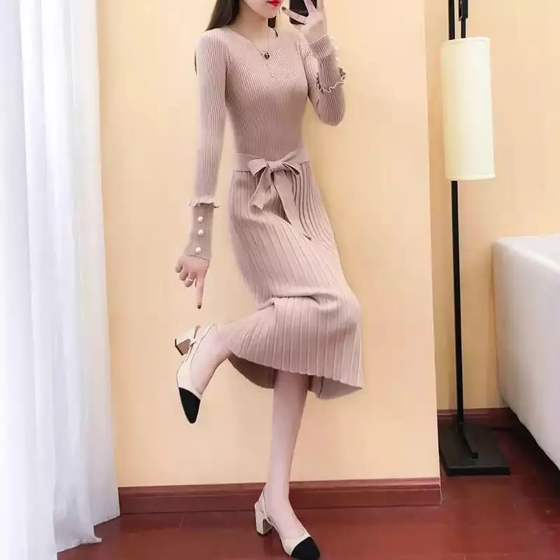 Long-Sleeve O Neck Stretchy Long Dress Spring Autumn Women Solid Casual Elegant Robe Bodycon Maxi Bottoming Sweater Dresses L652
Long-Sleeve O Neck Stretchy Long Dress Spring Autumn Women Solid Casual Elegant Robe Bodycon Maxi Bottoming Sweater Dresses L652