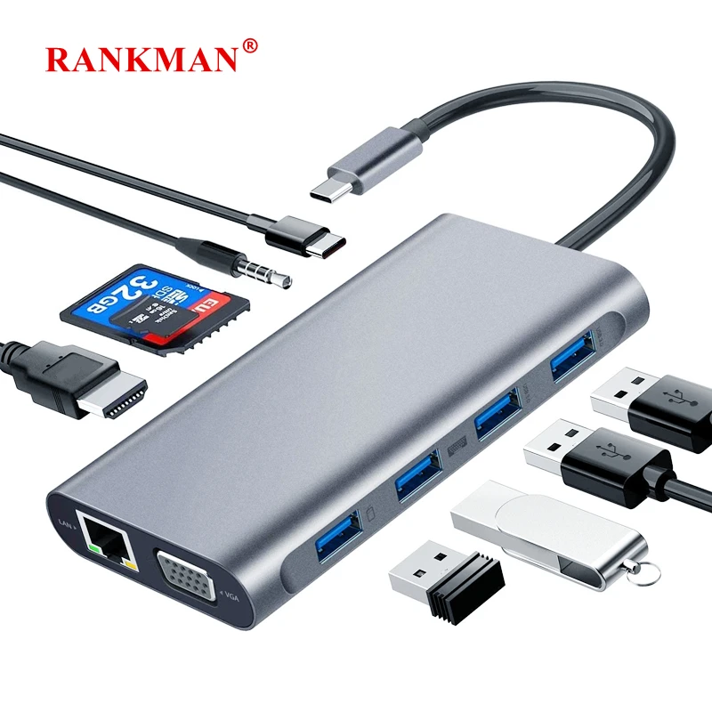 Rankman USB Type C Hub to RJ45 4K HDTV VGA SD TF Card Reader USB 3.0 2.0 Dock for MacBook iPad Samsung S21 Dex PS5 Nintendo
Rankman USB Type C Hub to RJ45 4K HDTV VGA SD TF Card Reader USB 3.0 2.0 Dock for MacBook iPad Samsung S21 Dex PS5 Nintendo