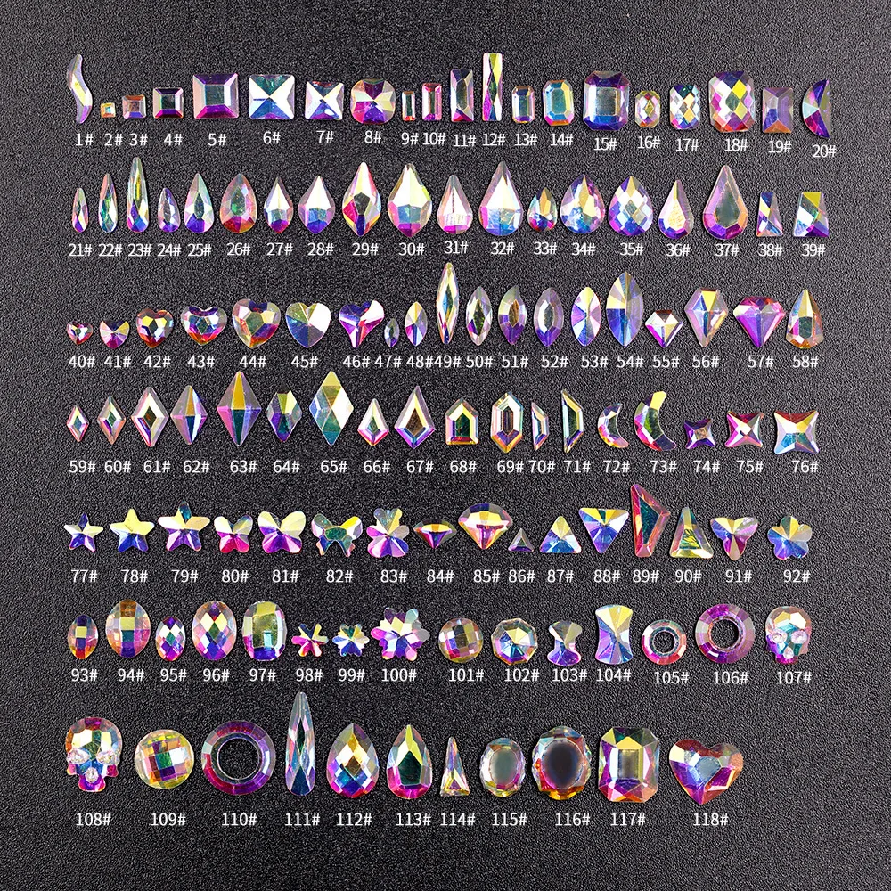 

40 шт. Стразы для ногтей Swarovsky смешанной формы AB цвета с плоским основанием Блестящие кристаллы бусины из драгоценного камня 3D украшения для ...