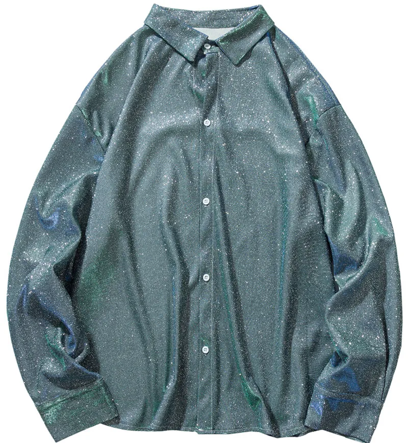 Male Women Retro Fashion Loose Dress Shirts Men Colorful Shiny Fabric Long Sleeve Casual Shirt Stage Show Clothes
Male Women Retro Fashion Loose Dress Shirts Men Colorful Shiny Fabric Long Sleeve Casual Shirt Stage Show Clothes
