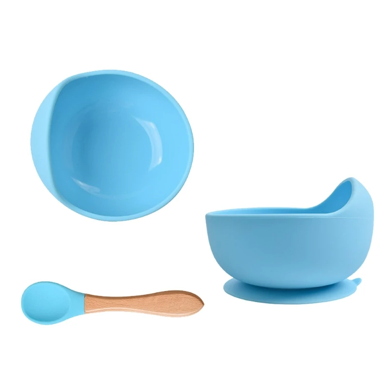 Baby Silicone Bowl Bibs Set Non-slip Children's Suction Plate Wooden Handle Silicone Spoon Bibs Dishes Baby Feeding Tableware
Baby Silicone Bowl Bibs Set Non-slip Children's Suction Plate Wooden Handle Silicone Spoon Bibs Dishes Baby Feeding Tableware