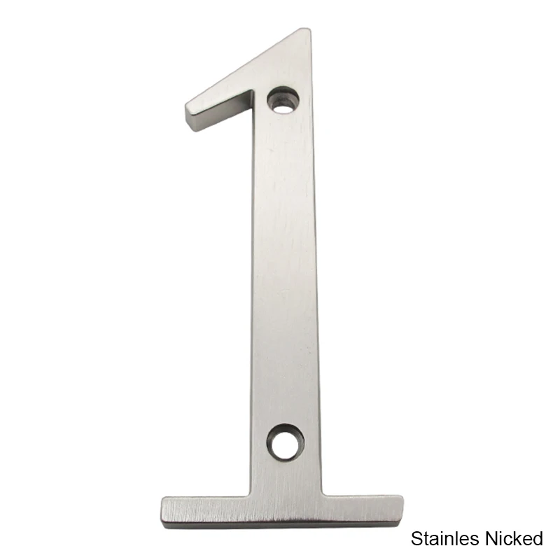 101mm Satin Nickel House Number Door Sign Big Huisnumer Outdoor Address Modern home Apartment Signs Metal Zinc Alloy 4" - купить по