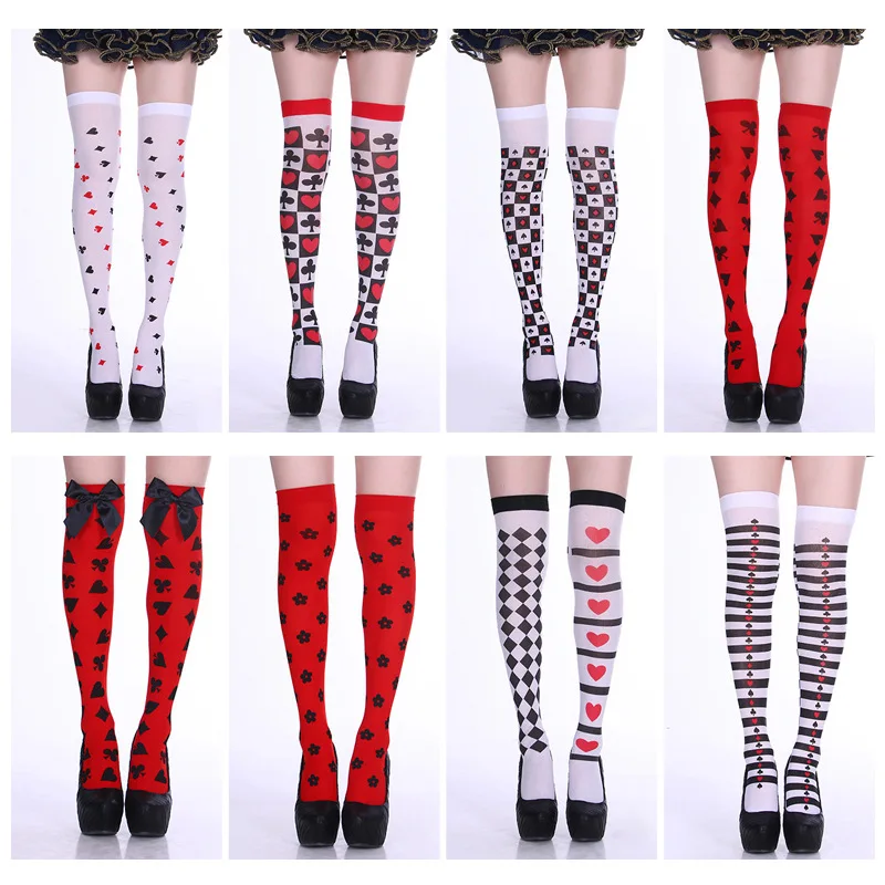 Summer Thin Section Halloween Print High Tube Over The Knee Socks Poker Long Tube Party Role Dance Stockings Sexy Red Heart New
Summer Thin Section Halloween Print High Tube Over The Knee Socks Poker Long Tube Party Role Dance Stockings Sexy Red Heart New