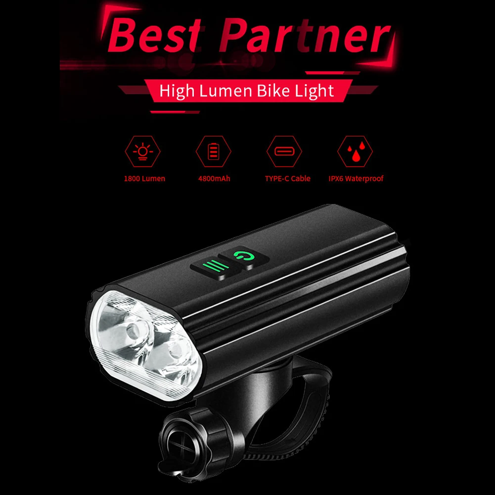 2xT6 Beads 1800LM Strong Bike Headlight USB Rechargeable Waterproof Road Bicycle Front Lights Night Riding Safety Warning Lamp
2xT6 Beads 1800LM Strong Bike Headlight USB Rechargeable Waterproof Road Bicycle Front Lights Night Riding Safety Warning Lamp
