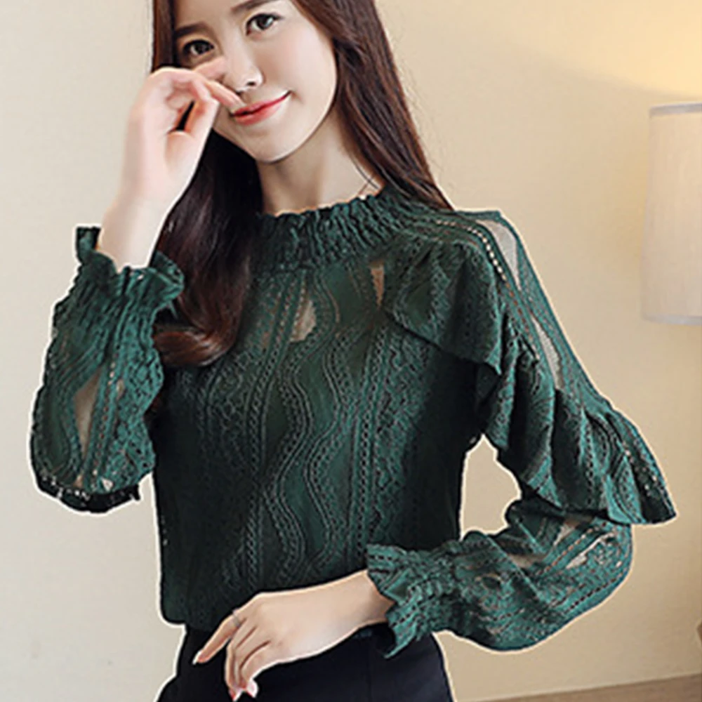 High-necked long-sleeved see-through lace shirt Women's solid color hollow sexy lace long-sleeved shirt Spring and Autumn 2021
High-necked long-sleeved see-through lace shirt Women's solid color hollow sexy lace long-sleeved shirt Spring and Autumn 2021
