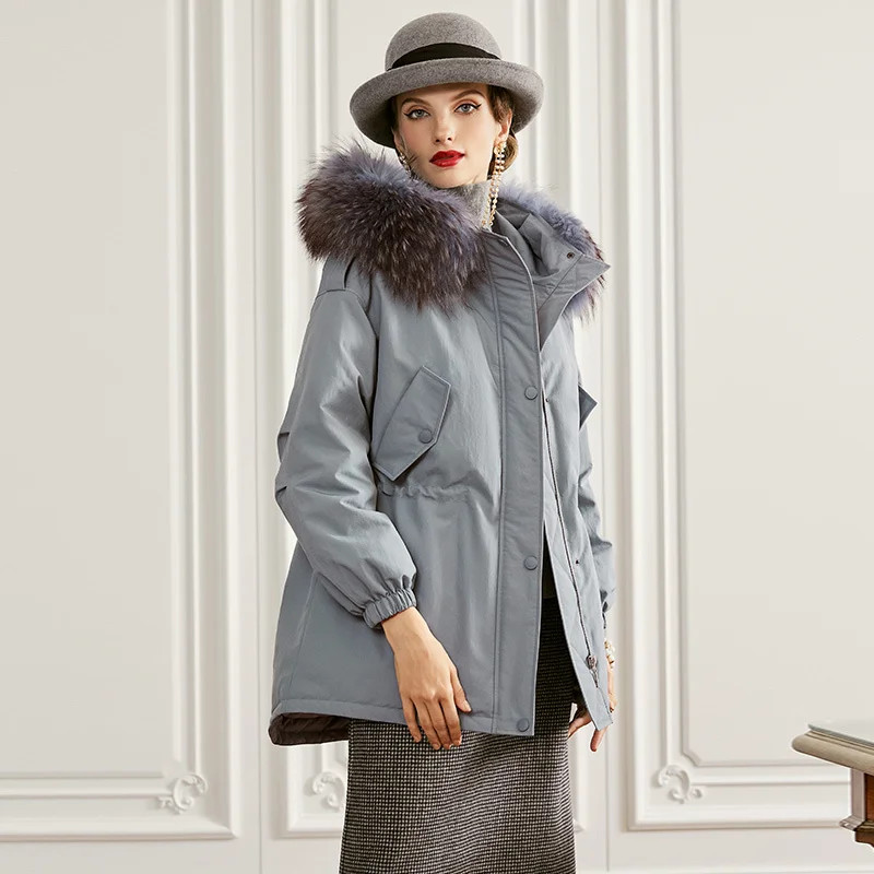 SHZQ 2021 Winter New Raccoon Dog Fur Collar Parker Down Jacket Women's Medium and Long Loose Work Clothes Warm Jacket 
SHZQ 2021 Winter New Raccoon Dog Fur Collar Parker Down Jacket Women's Medium and Long Loose Work Clothes Warm Jacket