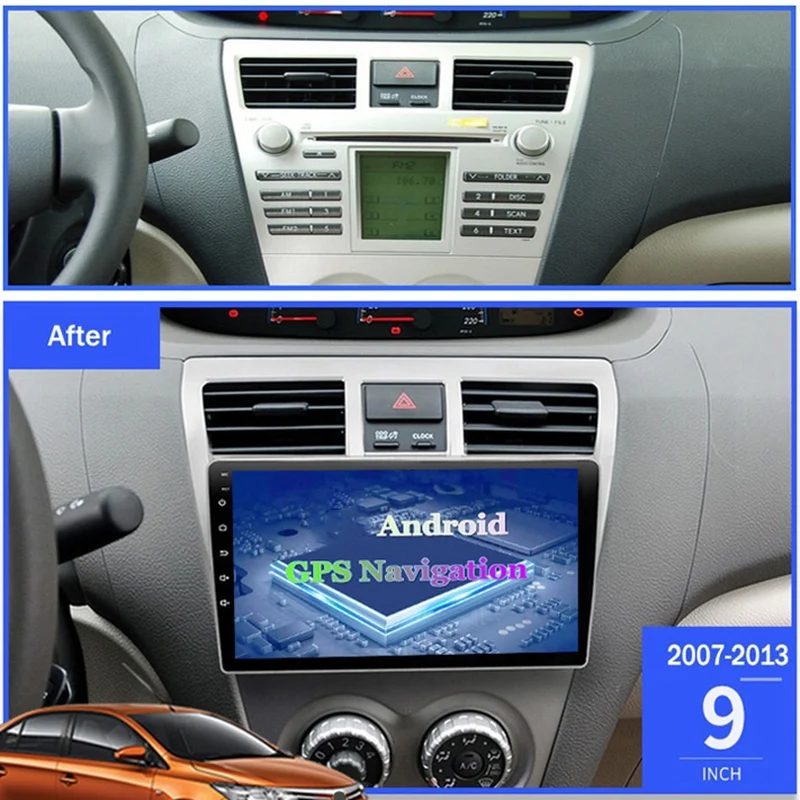 9 Inch Android 10 HD Car MP5 Player Stereo Radio 2+16GB Wifi Bluetooth GPS Navigation for Toyota Vios 2007-2013 
9 Inch Android 10 HD Car MP5 Player Stereo Radio 2+16GB Wifi Bluetooth GPS Navigation for Toyota Vios 2007-2013