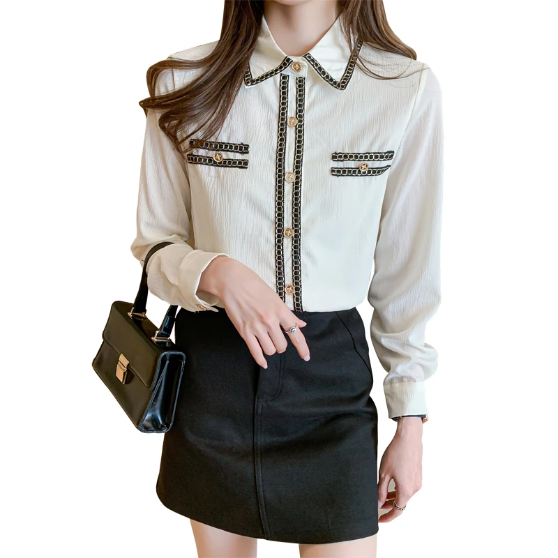 New Long-sleeved Blouse Comfortable Casual Summer Shirt Houthion Lapel Chiffon High-end Top Fashion Blouses
New Long-sleeved Blouse Comfortable Casual Summer Shirt Houthion Lapel Chiffon High-end Top Fashion Blouses