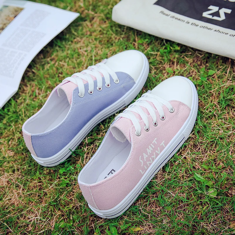 Women's Fashion Casual Flats Canvas Shoes Woman Breathable Lace-Up Mixed Colors Spring Autumn Vulcanized Sneakers Femme Sapato 
Women's Fashion Casual Flats Canvas Shoes Woman Breathable Lace-Up Mixed Colors Spring Autumn Vulcanized Sneakers Femme Sapato