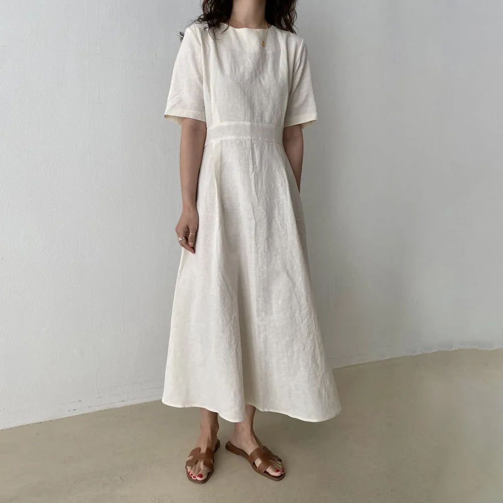 Korean Chic Casual Dress Solid Color Simple Long Summer Temperament A-Line Short-sleeved 2021 Summer Woman Dresses
Korean Chic Casual Dress Solid Color Simple Long Summer Temperament A-Line Short-sleeved 2021 Summer Woman Dresses
