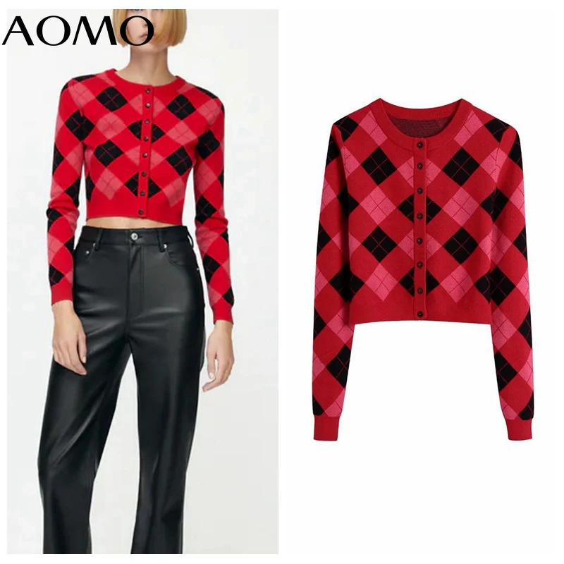 Женский трикотажный свитер в красную клетку, с длинным рукавом
Женский трикотажный свитер в красную клетку, с длинным рукавом