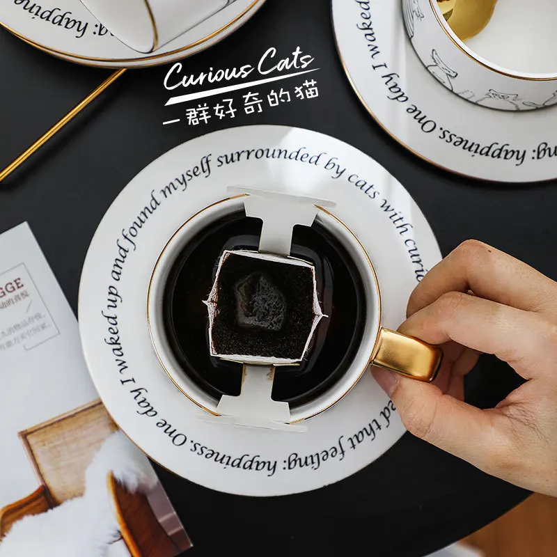 Ceramic Nordic Style Simple Black and White Cat Coffee Cup and Saucer Cute Cartoon Mug Drinkware Paper Package
Ceramic Nordic Style Simple Black and White Cat Coffee Cup and Saucer Cute Cartoon Mug Drinkware Paper Package