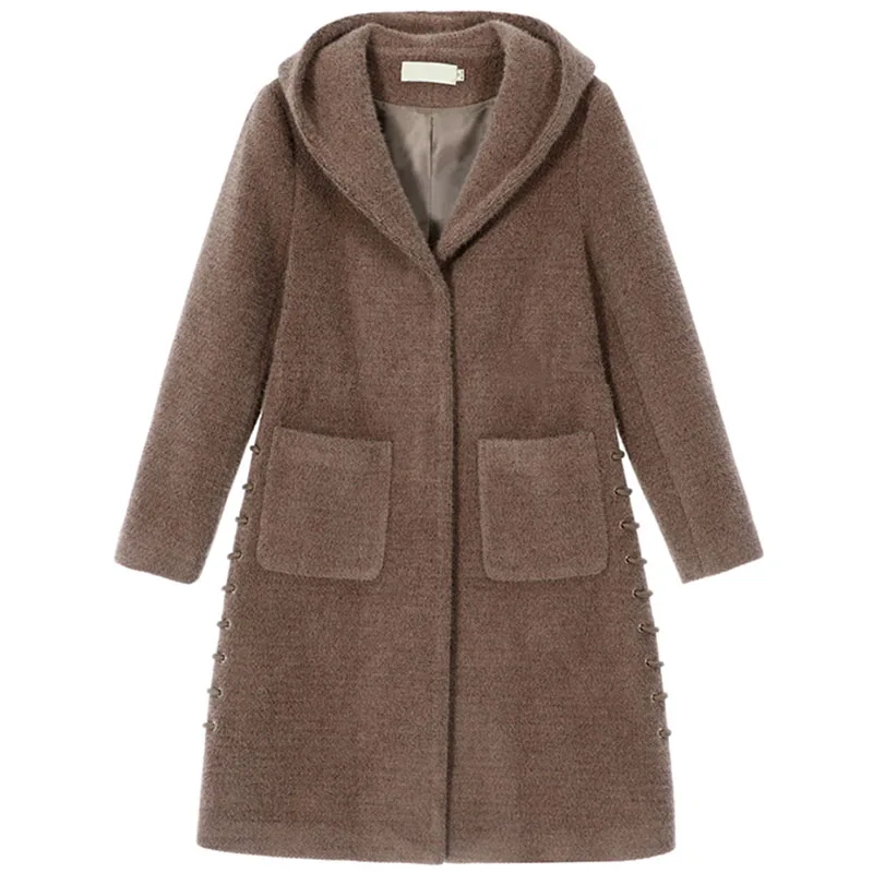WYWAN Winter women high quality faux rabbit fur coat long luxury loose lapel thick warm plus size female plush coa | Женская одежда