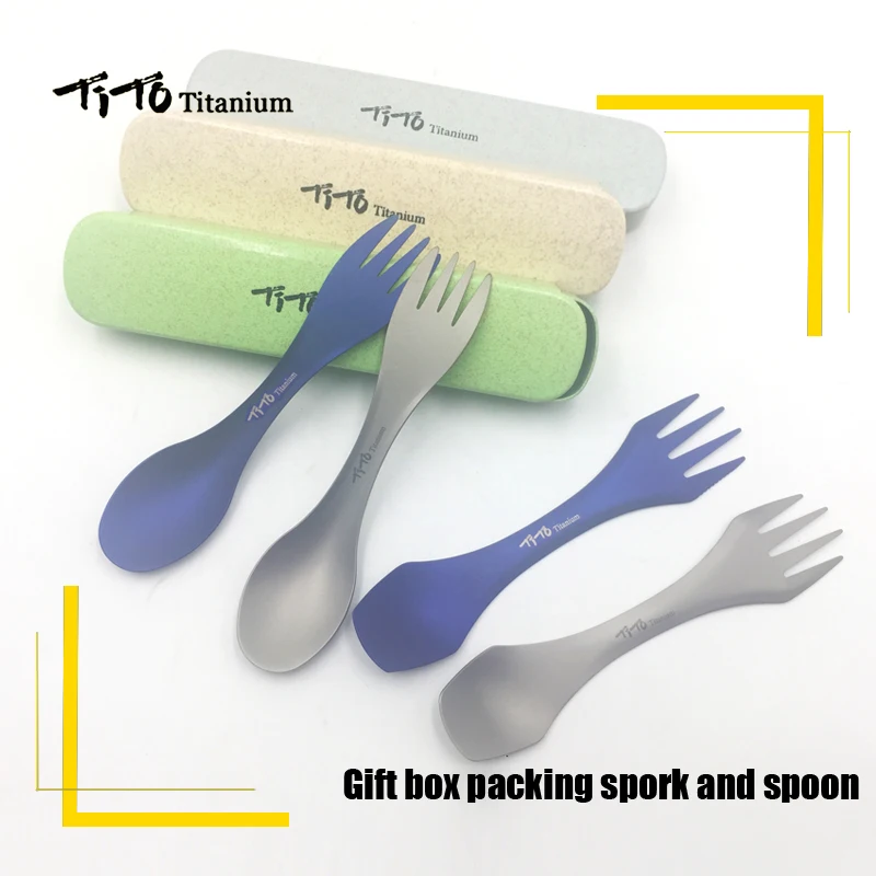 TiTo Outdoor Camping Picnic titanium Spoon Tableware titanium Fork box package Ultralight pure titanium Spork for gift
TiTo Outdoor Camping Picnic titanium Spoon Tableware titanium Fork box package Ultralight pure titanium Spork for gift