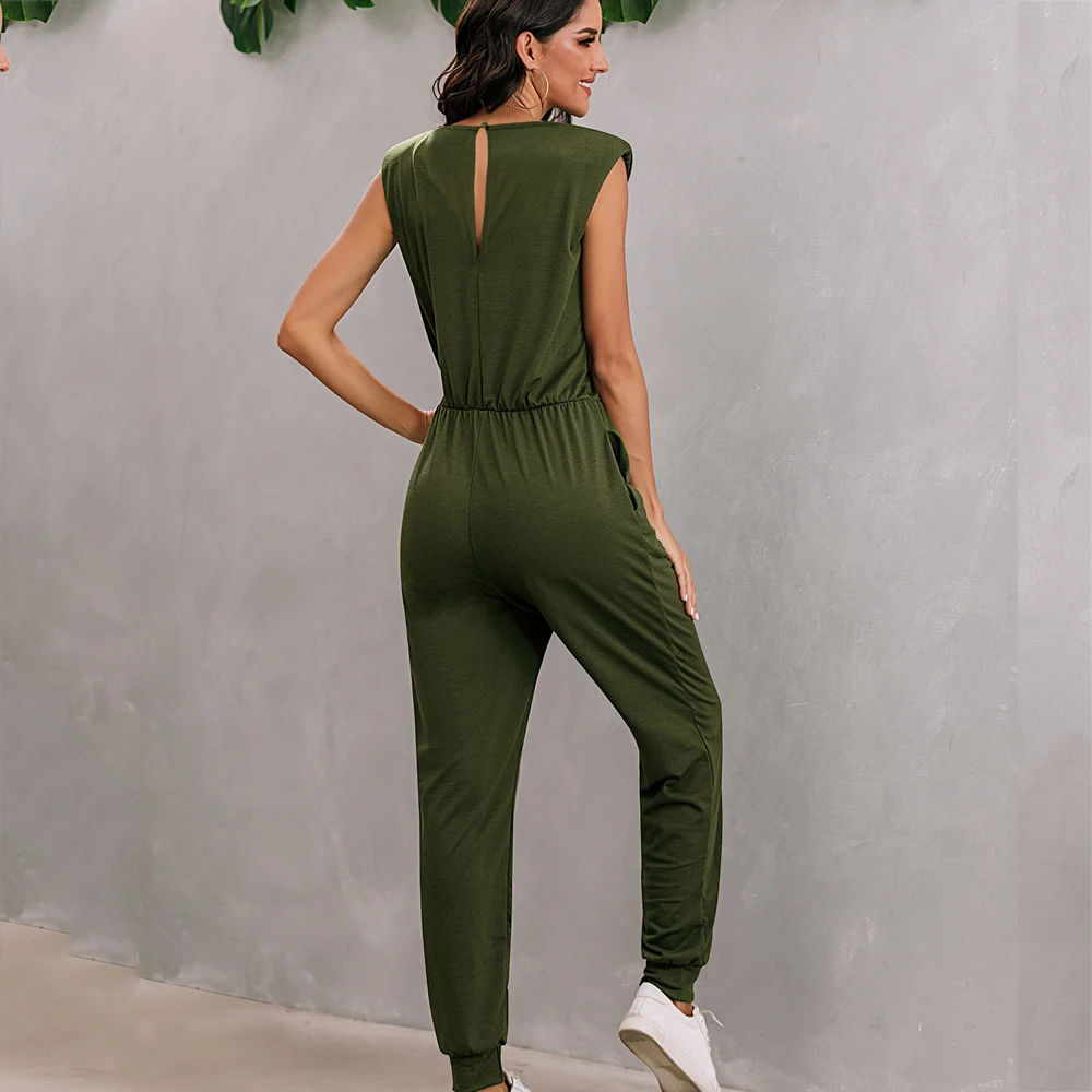 Ladies Casual Jumpsuit Fashion Backless Solid Color Lace-up Trousers O Neck Shoulder Pad Sleeveless Office Ladies Jumpsuit Black
Ladies Casual Jumpsuit Fashion Backless Solid Color Lace-up Trousers O Neck Shoulder Pad Sleeveless Office Ladies Jumpsuit Black