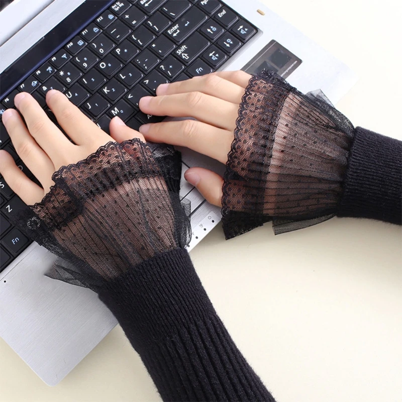 1 Pair Korean Women Girls Fake Flared Sleeves Lace Pleated Ruched False Cuffs X7YA
1 Pair Korean Women Girls Fake Flared Sleeves Lace Pleated Ruched False Cuffs X7YA