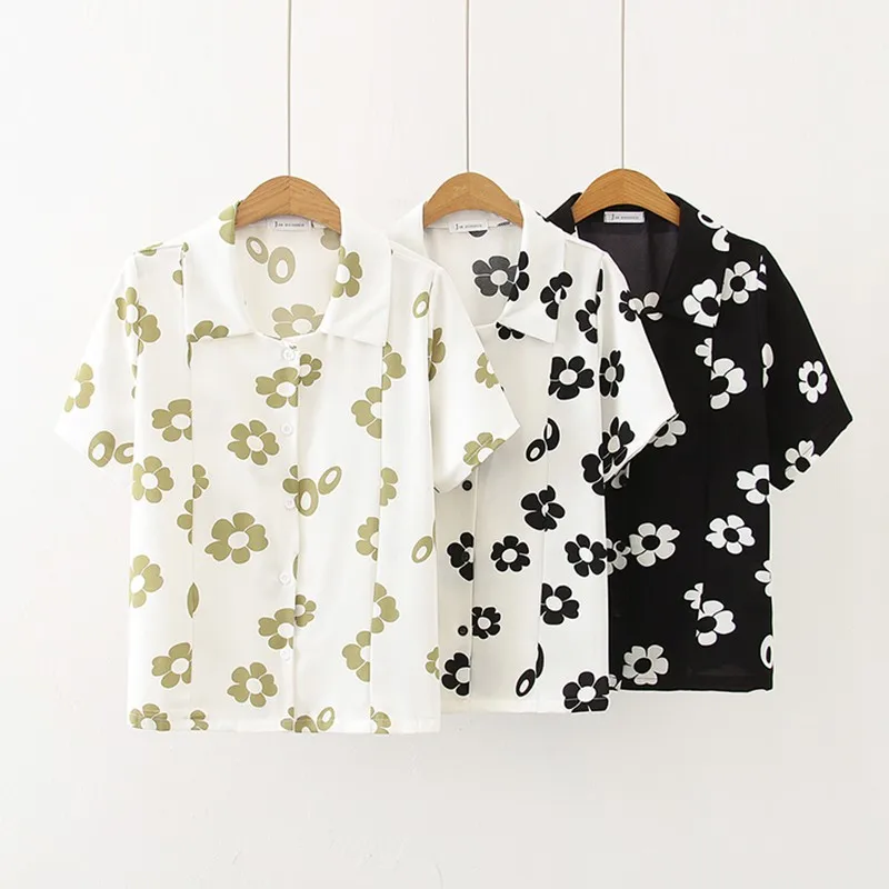 Summer Floral Printed Shirts For Women Fashion Wild Lapel Short Sleeve Top Casual Loose Chiffon Blouse
Summer Floral Printed Shirts For Women Fashion Wild Lapel Short Sleeve Top Casual Loose Chiffon Blouse