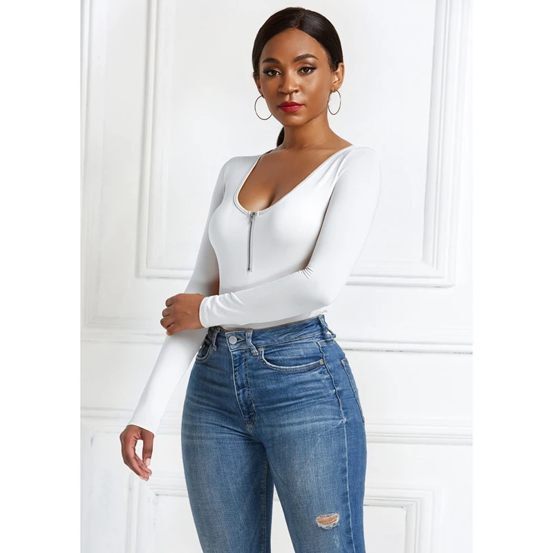Women Sexy Bodysuits Skinny Zipper Long Sleeve Bodysuit Women Shirt Fashion Body Jumpsuits
Women Sexy Bodysuits Skinny Zipper Long Sleeve Bodysuit Women Shirt Fashion Body Jumpsuits