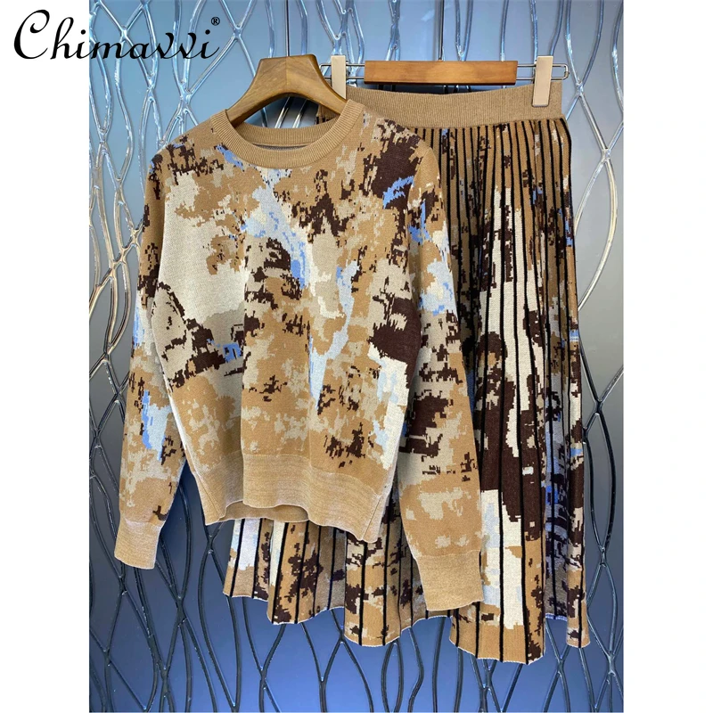 Knitted Suit with Skirt 2021 Autumn Winter Loose Knitted Sweater Female High Waist A Line Pleated Skirt Two-piece Women's Autumn
Knitted Suit with Skirt 2021 Autumn Winter Loose Knitted Sweater Female High Waist A Line Pleated Skirt Two-piece Women's Autumn
