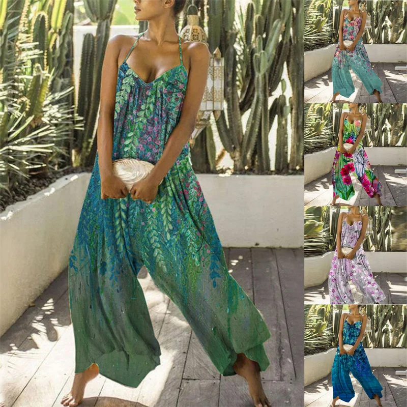 hirigin Plus Sise Women Loose Backless Jumpsuit Floral Print Pattern Halter Neck Romper Off Shoulder Lace-up Wide Leg Pants 2021
hirigin Plus Sise Women Loose Backless Jumpsuit Floral Print Pattern Halter Neck Romper Off Shoulder Lace-up Wide Leg Pants 2021