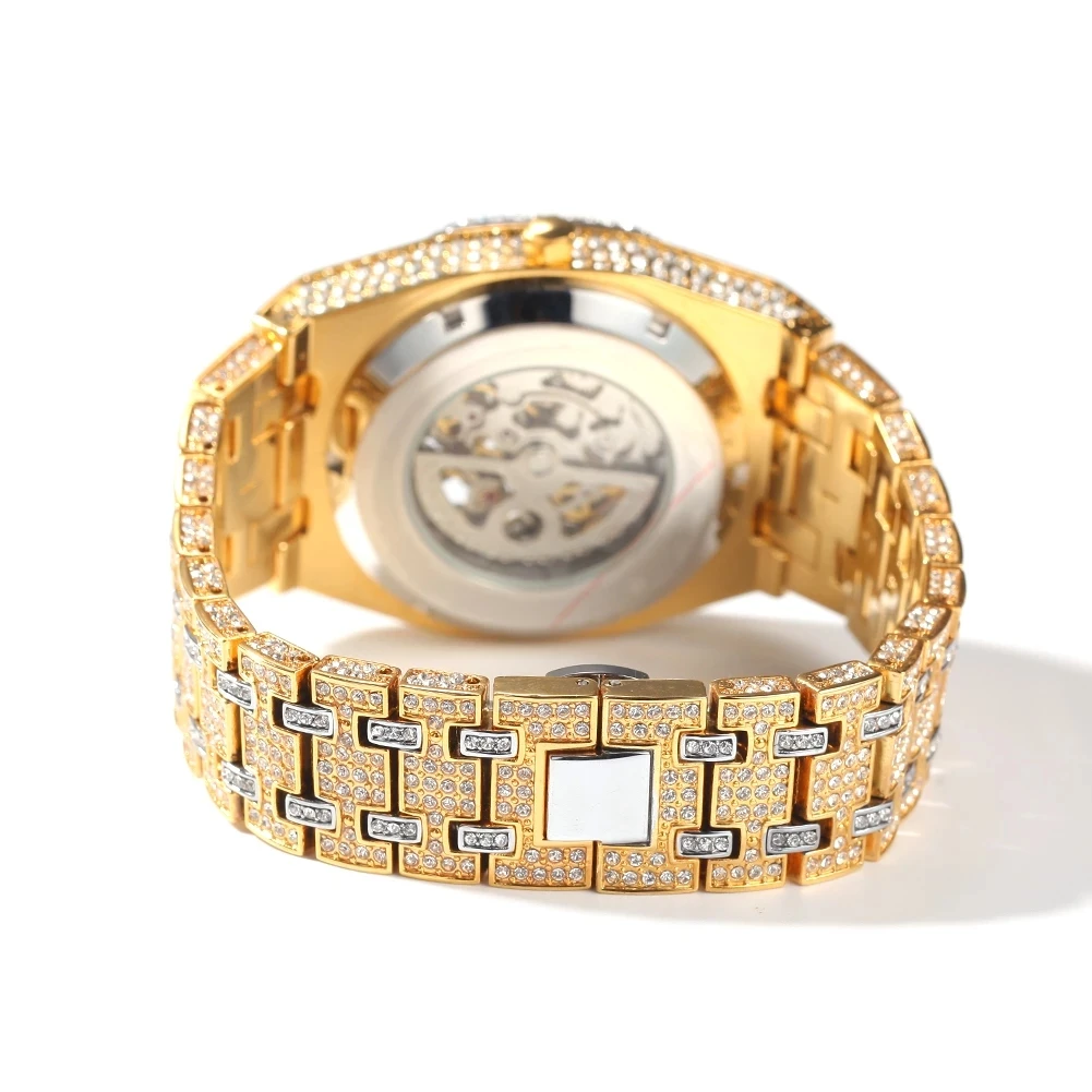 TOPGRILLZ Mechanical Luxury Rhinestones Watches White Gold Shine Mens Watches Stainless Steel Watch Quality Business Watch
TOPGRILLZ Mechanical Luxury Rhinestones Watches White Gold Shine Mens Watches Stainless Steel Watch Quality Business Watch