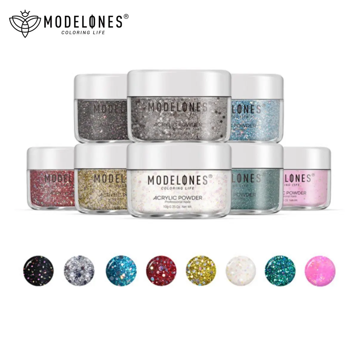 

Modelones 8pcs/set 10g Nail Art Carved Powder Acrylic Crystal Powder Can Extend Carved Manicure Professional Nails Accessories