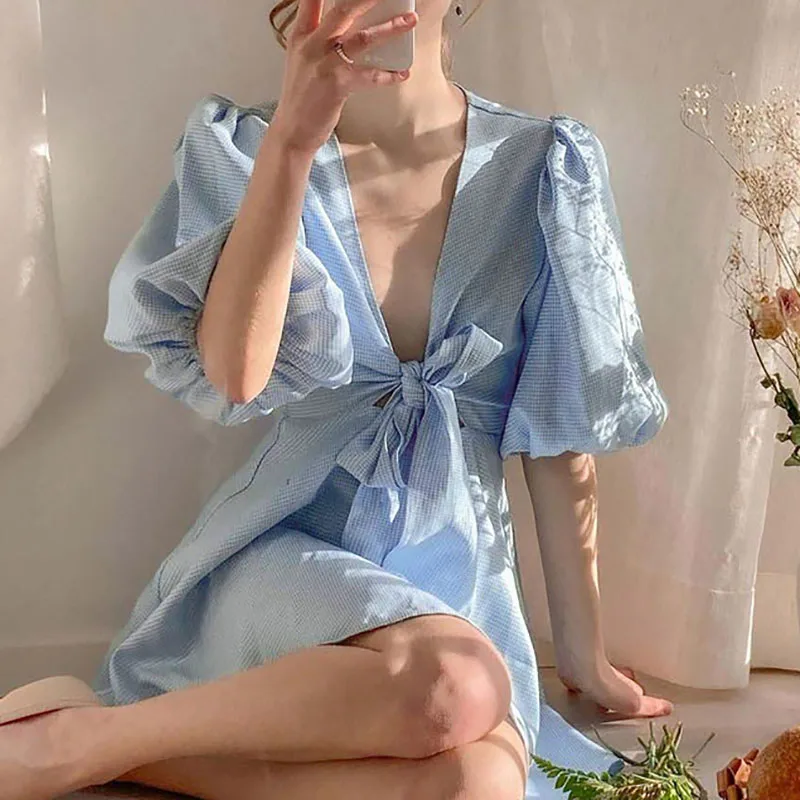 Summer Kawaii Sweet Cute Dress 2021 Women Fashion Sexy Hollow Out V-Neck Bow Bandage Puff Sleeve A-Line Mini Party Dresses
Summer Kawaii Sweet Cute Dress 2021 Women Fashion Sexy Hollow Out V-Neck Bow Bandage Puff Sleeve A-Line Mini Party Dresses
