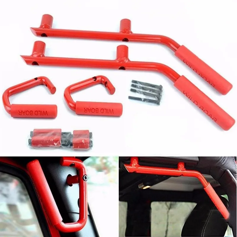 Для Jeep Wrangler Аксессуары Передние и задние однотонные красные Сталь поручень для