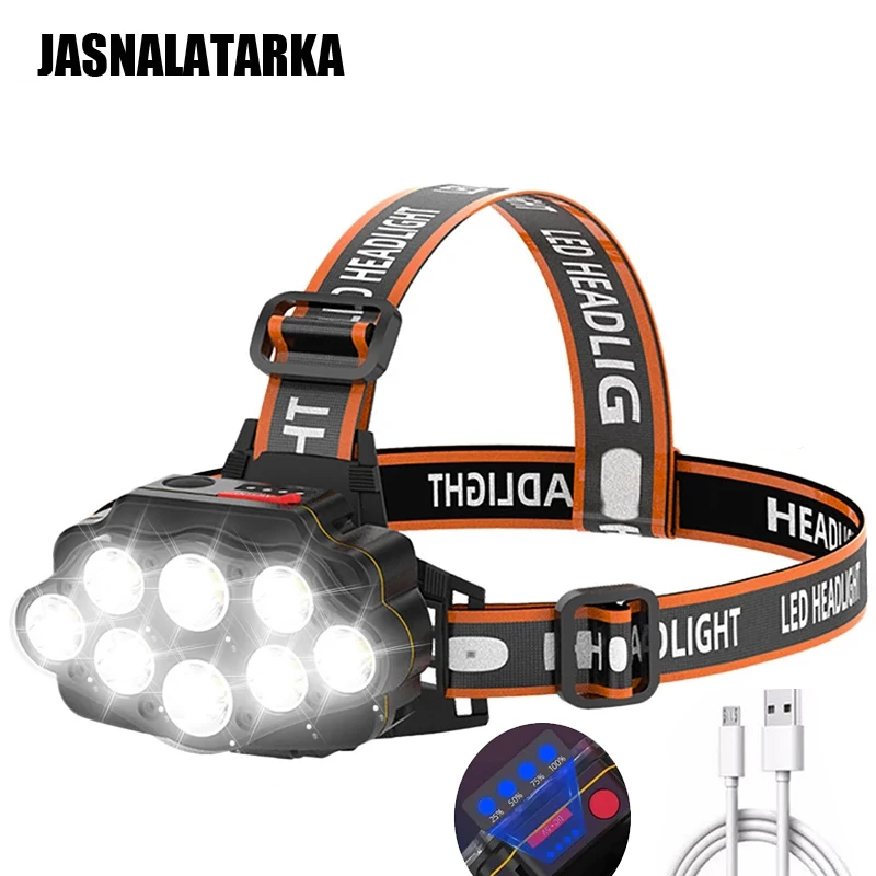 LED Headlamps Powerful Bright 8 Led Headlight 60000 Lumens USB Rechargeable Hiking Camping High Power Lamp Waterproof Head Torch
LED Headlamps Powerful Bright 8 Led Headlight 60000 Lumens USB Rechargeable Hiking Camping High Power Lamp Waterproof Head Torch