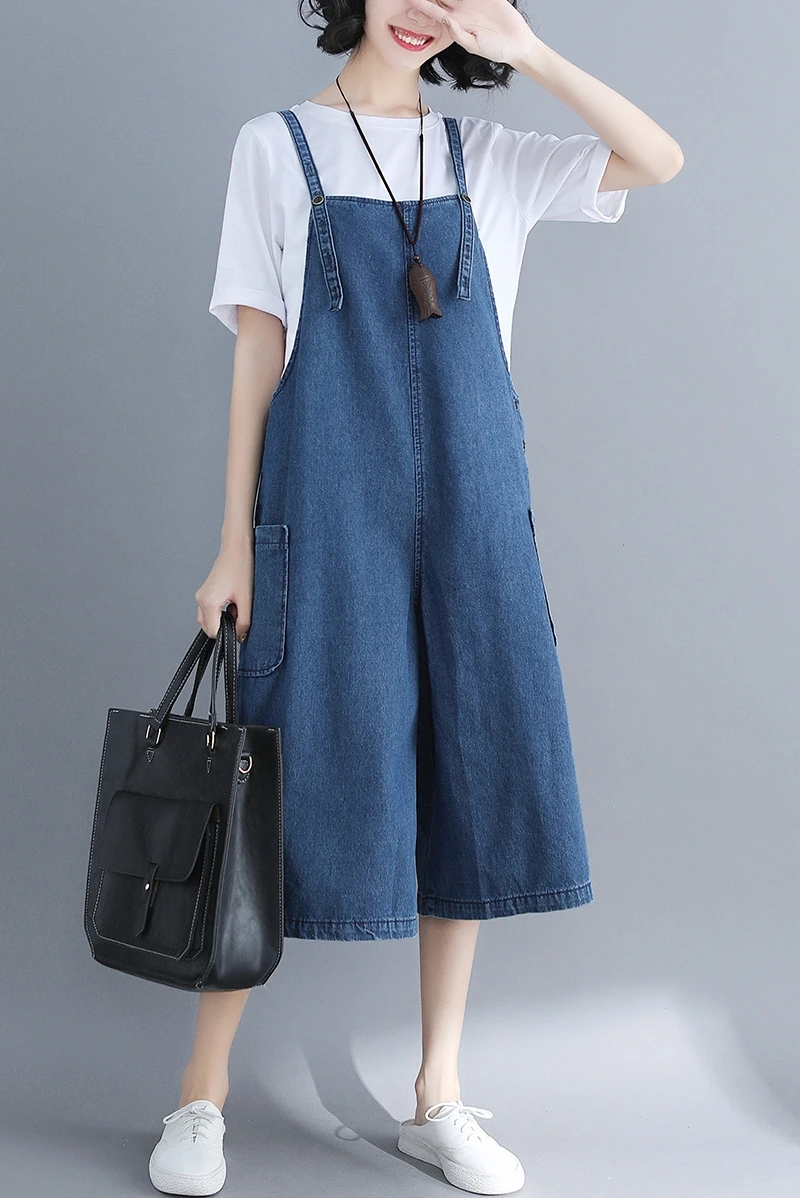 

Mom Jeans Harem Pants Washed Vintage Pockets High-Waist Plus-Size Casual Overalls Women DM001