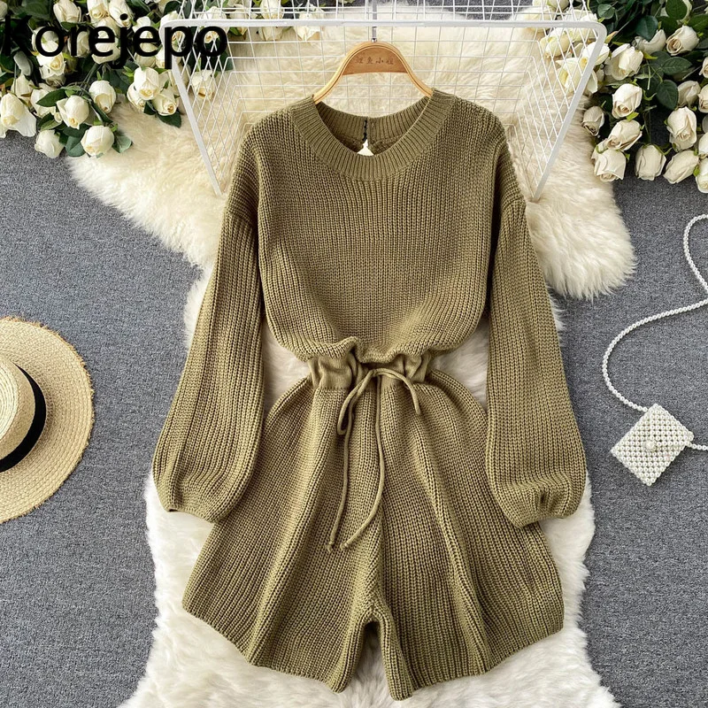 Korejepo Sweater Rompers New Women's Gentle 2021 Autumn and Winter Korean Version Loose Thin Lace Up Knitted One-piece Pants
Korejepo Sweater Rompers New Women's Gentle 2021 Autumn and Winter Korean Version Loose Thin Lace Up Knitted One-piece Pants