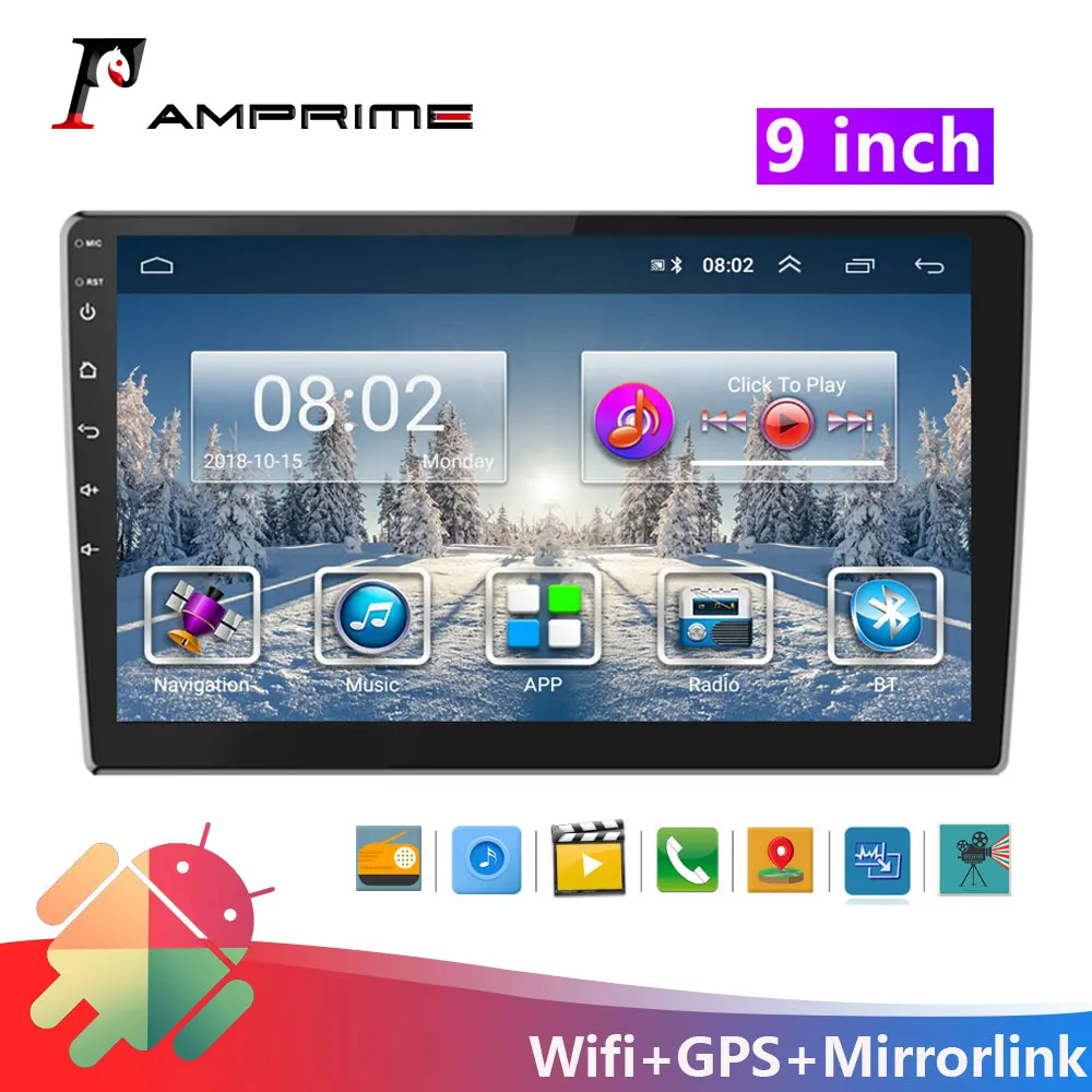 Автомагнитола AMPrime 2 din на Android 9 " мультимедийный плеер для автомобиля Bluetooth Wi Fi GPS
